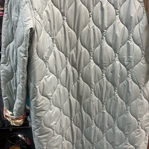 Sundance blue /green  Quilted Puffer Jacket with Floral Lining - Picture 5 of 8